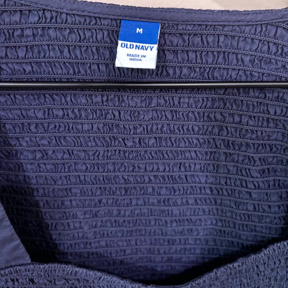 Old Navy Midnight Blue Smocked Midi Dress- Size M- Cottagecore- Milkmaid Style - Picture 4 of 6